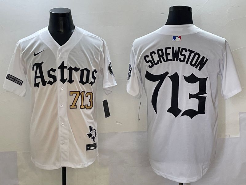 Men 2025 Houston Astros 713 Screwston White Five generations Joint Name Nike MLB Jersey style 7